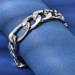 男性用201ステンレススチールカーブチェーンブレスレット  ステンレス鋼色  8.27インチ（21cm）  リンク：17x11.5x3mm＆21.5x9.5x2.5mm&nbsp;STAS-T077-22A-03P