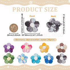 36個 9色 ウール糸 花飾りアクセサリー  ミックスカラー  39~40x38~39x9~10mm  4個/カラー&nbsp;AJEW-FG0005-27