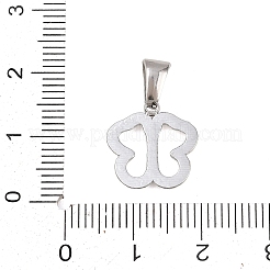 303ステンレススチールペンダント  バタフライチャーム  ステンレス鋼色  14x14x1.7mm  穴：6x2.8mm&nbsp;STAS-K325-21P