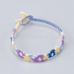 女の子のための刺繡ブレスレット  スターとムーン  カラフル  7-7/8インチ（20cm）&nbsp;BJEW-H535-03