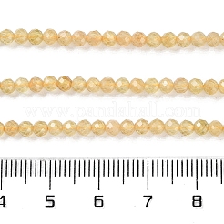 天然黄色のアパタイトビーズ連売り  多面カット  ラウンド  3x3x3mm  穴：0.7mm  約131個/連  14.96