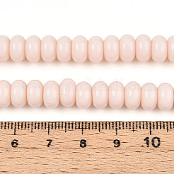 オペークスプレープリントガラスビーズ  ロンデル  リネン  8~8.5x4.5~5mm  穴：1.2mm  約75~77個/連  14.96インチ（38cm）&nbsp;GLAA-ZX008-8mm-18H