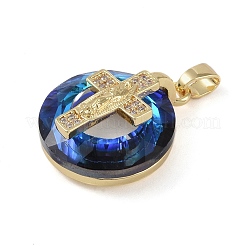 Brass Micro Pave Cubic Zirconia with Glass Pendents&nbsp;KK-Q815-01G-08