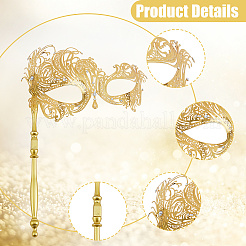Iron Filigree Masquerade Mask with Handle&nbsp;AJEW-WH0643-060B