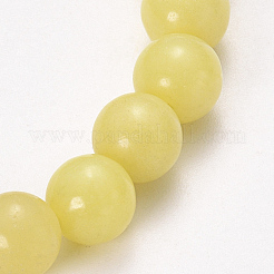 天然レモンジェイドビーズのストレッチブレスレット  ラウンド  2-1/8インチ（55mm）  ビーズ：8~9mm&nbsp;BJEW-Q692-07-8mm