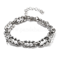 304ステンレススチール製オーバルリンクチェーンブレスレット（男性用・女性用）  ステンレス鋼色  7-3/4インチ（19.8cm）&nbsp;BJEW-D042-48P
