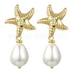 Teardrop Shell Pearl Bead Stud Earrings&nbsp;EJEW-JE07105-01