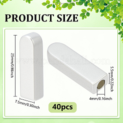 プラスチックコードエンド40個  プラチナ  25x7.5x5.5mm  穴：4mm&nbsp;FIND-NB0005-57