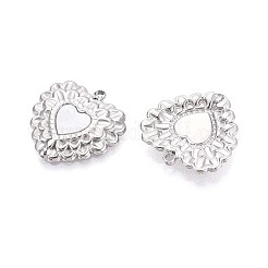 304 Stainless Steel Pave Natural White Shell Pendants&nbsp;STAS-N109-203P