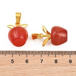 キャッツアイペンダント  黄金トーン合金パーツ  アップルチャーム  レッド  20x14mm&nbsp;FIND-SZC0010-534