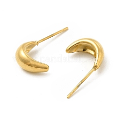 304ステンレススチールスタッドピアス女性男性用  ムーン  ゴールドカラー  10x5mm  ピン：0.6mm&nbsp;EJEW-P216-01G
