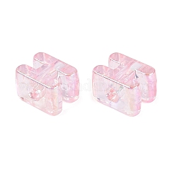 UVメッキ透明アクリルヨーロピアンビーズ  大穴ビーズ  ミスティローズ  文字h  20~21x8.5~20.5x13.5~14mm  穴：6mm&nbsp;OACR-M027-02H-01