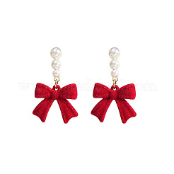 Bowknot Alloy Flocking Dangle Stud Earrings&nbsp;FS-WG1465F-02