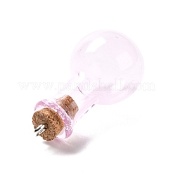 ガラスチャーム  木製のボトルストッパーとプラチナ合金ループ付き  球根形  パールピンク  34x18mm  穴：2mm&nbsp;GLAA-P053-01A-10