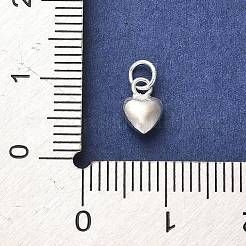925スターリングシルバーペンダント  丸カン付きのふくらんだハートのチャーム  銀  7x5x3mm  穴：2mm&nbsp;STER-P057-07A-S