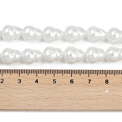 電気メッキ磁器模造真珠バロックビーズ連売り  ヒョウタン  ホワイト  12x9mm  穴：1.2mm  約33個/連  15.67''（39.8センチメートル）&nbsp;BSHE-Z009-06