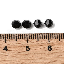 透明ガラスビーズ  双円錐形  多面カット  ブラック  4x3.5mm  穴：0.8mm  約720個/袋&nbsp;GLAA-K072-04R
