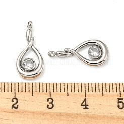 304ステンレスペンダント  ガラスラインストーン付き  ティアドロップチャーム  ステンレス鋼色  18x8x2mm  穴：1.2mm&nbsp;STAS-L022-162P
