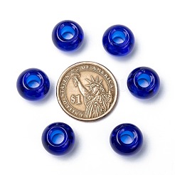 ガラスヨーロピアンビーズ  大穴ビーズ  ロンデル  藤紫色  14~15x10mm  穴：5~6.4mm&nbsp;GDA006-001