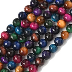 天然石タイガーアイビーズ連売り  ラウンド  ミックスカラー  8mm  穴：1mm  約24個/連  7.8インチ&nbsp;X-G-G101-8mm-6