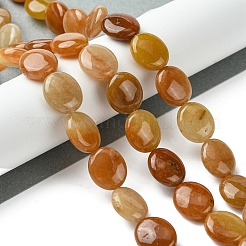 天然の金色のシルク翡翠ビーズ連売り  フラットオーバル  13~14x12x5.5~6mm  穴：1.2mm  約29個/連  15.83''（40.2センチメートル）&nbsp;G-K365-B06-02