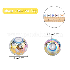 クリスマス電気めっきガラスビーズ  星柄丸  ミックスカラー  10mm  穴：1.2mm  8色  13~15個/カラー  104~120個/箱&nbsp;EGLA-BC0001-003