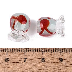 内側の花の手作りランプワークビーズ  クラゲの入ったボトル  ファイヤーブリック  15x11~13x11~13mm  穴：0.8~1mm&nbsp;LAMP-Q039-13D