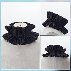 取り外し可能な綿のつけ襟  プリーツ入りヴィンテージラルフカラー  ブラック  205x125x4mm&nbsp;AJEW-WH0460-150B