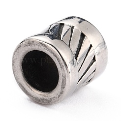 304ステンレススチールビーズ  ヨーロッパビーズ  大穴ビーズ  コラム  アンティークシルバー  10x10mm  穴：6.5mm&nbsp;STAS-B010-21AS