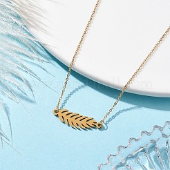 304ステンレススチールペンダントネックレス  葉  ゴールドカラー  15.00インチ（38.1cm）&nbsp;NJEW-TA00139