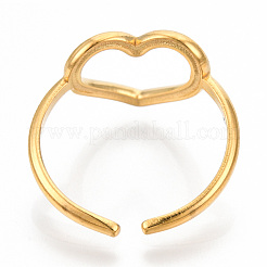 Ion Plating(IP) 304 Stainless Steel Hollow Heart Cuff Rings&nbsp;RJEW-N038-122LG