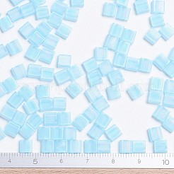 MIYUKIティラビーズ  日本製シードビーズ  2穴  （tl148fr）マット透明なアクアab  5x5x1.9mm  穴：0.8mm  約118個/10g&nbsp;X-SEED-J020-TL148FR