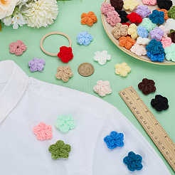 48個 16色 ハンドメイドポリエステル編み装飾アクセサリー  DIYミシンクラフト用  花  ミックスカラー  29x30x6mm  3個/カラー&nbsp;DIY-FG0008-52
