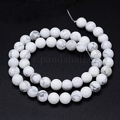 Round Natural Howlite Bead Strands&nbsp;G-F222-14-8mm