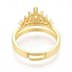Brass Micro Pave Cubic Zirconia Cuff Rings for Women&nbsp;KK-T071-62G