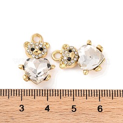 合金クリスタルラインストーンペンダント  クマのチャーム  ゴールドカラー  21x14x5mm  穴：2mm&nbsp;ALRI-M021-07