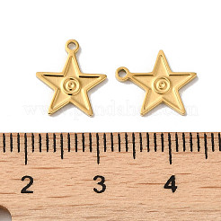 手作業で研磨された304ステンレススチールチャーム  星のチャーム  18KGP本金メッキ  11x10x1mm  穴：1mm&nbsp;STAS-P335-07G