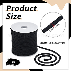 25m 90%コットン、10%ポリエステルコットン編みコード  プラスチックスプール付き  ブラック  5mm  約27.34ヤード（25m）&nbsp;OCOR-PH0007-63