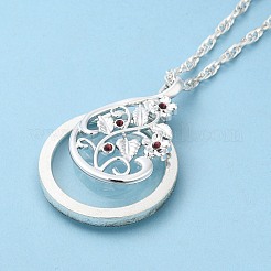Alloy Flower & Glass Magnifying Pendant Necklace for Women&nbsp;MAGL-PW0001-01S
