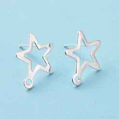 201 ステンレススチールスタッドピアス金具  水平ループと316ステンレススチールピン付き  スター  925銀メッキ  15x13mm  穴：1.4mm  ピン：0.7mm&nbsp;STAS-K241-08S