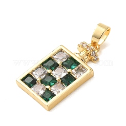 Brass Pave Green Cubic Zirconia Pendants&nbsp;KK-C264-14A-G