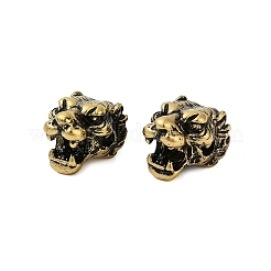 チベット風合金ビーズ  虎ヘッド  カドミウムフリー＆ニッケルフリー＆鉛フリー  アンティーク黄金  14x10x10mm  穴：2.5mm&nbsp;TIBE-YC67670-AG