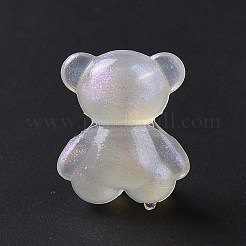 蓄光アクリルビーズ  キラキラビーズ  暗闇で光る  クマ  フローラルホワイト  17.5x15x10.5mm  穴：3mm  約370個/500g&nbsp;OACR-E010-24F