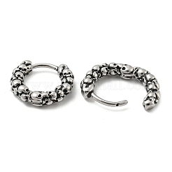 アンティークシルバー 316 ステンレススチール フープピアス  スカル  14x15x3.5mm&nbsp;EJEW-Z034-01C