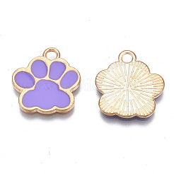 合金エナメルチャーム  カドミウムフリー＆鉛フリー  犬の足跡  暗紫色  17.5x16x1.5mm  穴：2mm&nbsp;X1-ENAM-T016-22LG-D-RS