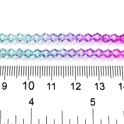 グラデーションカラーの焼き絵用塗料、ガラスビーズの束  多面カット  双円錐形  カラフル  4.5x4mm  穴：0.8mm  約80~85個/連  30~32cm&nbsp;DGLA-A039-T4mm-A011