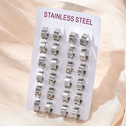 304ステンレススチール研磨効果フープピアス  ステンレス鋼色  13x6mm&nbsp;EJEW-M001-28P