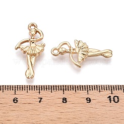 ラックメッキ合金ペンダント  バレエ少女  ゴールドカラー  26x13x4mm  穴：1.6mm&nbsp;FIND-N005-12G