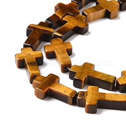天然石タイガーアイビーズ連売り  宗教  クロス  20x12x5mm  穴：1.2mm  約19~20個/連  16.26''（41.3センチメートル）&nbsp;G-I337-01B