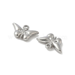 304ステンレススチールチャーム  バタフライチャーム  変色防止  ステンレス鋼色  10x14.5x3mm  穴：1mm&nbsp;STAS-F320-03C-P